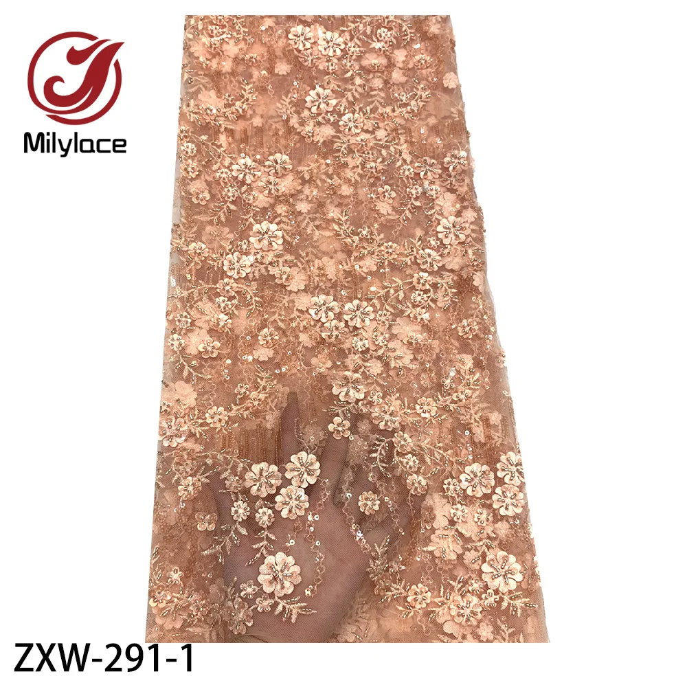High Quality Beaded Tube Hand Embroidery 5 Yards French Mesh African Lace Suitable for High-end Dress Wedding Fabric ZXW-291 | Дом и сад