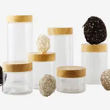 

Clear Plastic Jar Lids Empty Wood Color Cosmetic Containers Makeup Box Travel Bottle 100ml 150ml 180ml 200ml 250ml 300ml 500ml