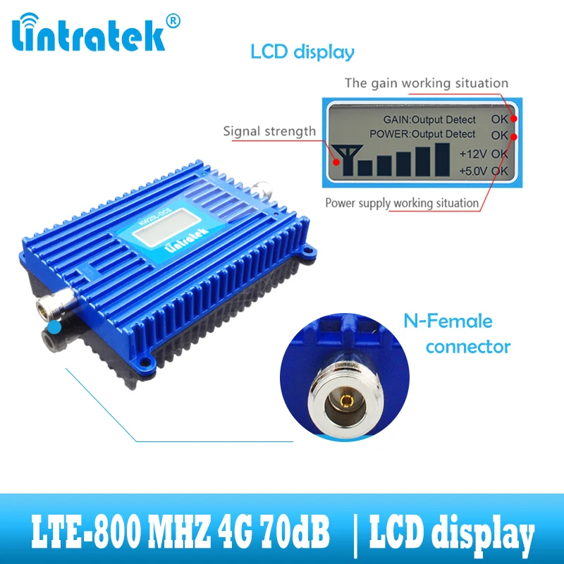 Lintratek LTE 4G усилитель сигнала мобильный сотовый телефон 4g 800 МГц ретранслятор сигнала полоса 20 LTE 800 интернет сеть