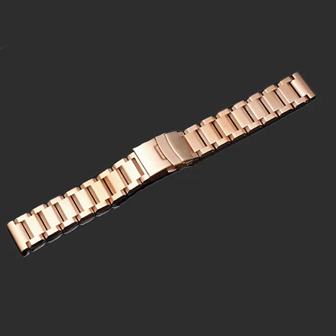 Rose gold Ремешок для часов 18 мм 20 мм 22 мм 24 мм браслет двойное страхование металлическая пряжка сменный ремешок для часов Серебрянные из нержавеющей стали браслет - Цвет ремешка: Rose gold