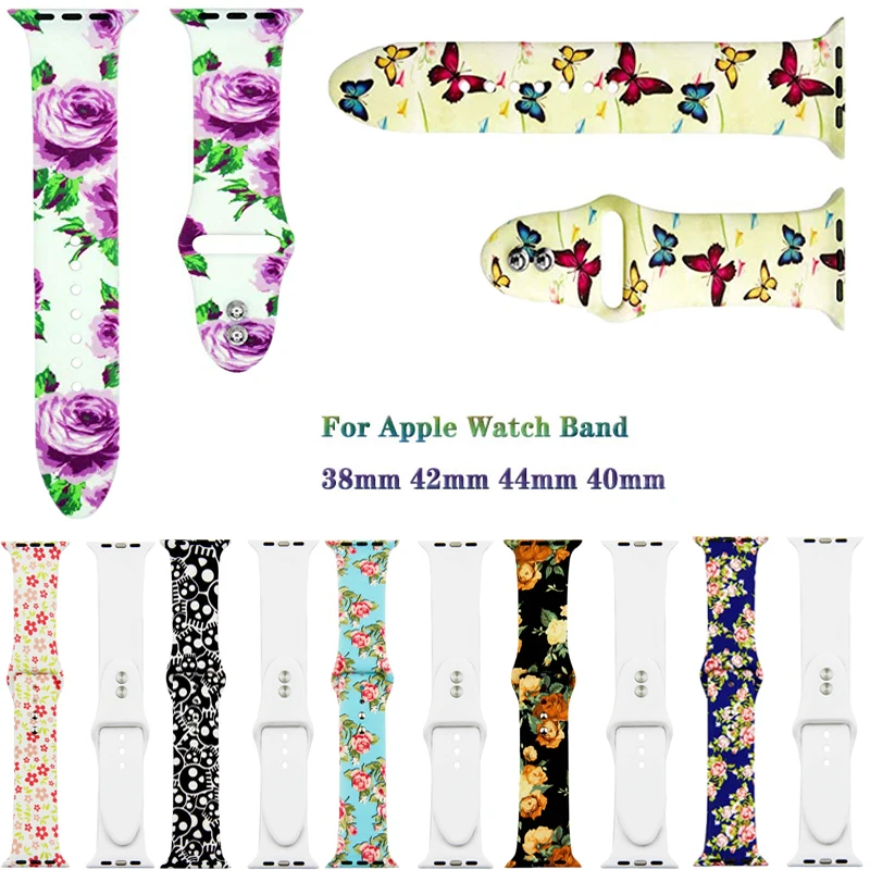 

Fashion Sports Soft Silicone Printing Strap for apple watch band 44mm 40mm Series 5/4/3/2/1 Bracelet For iwatch bands 42mm 38mm