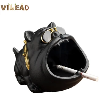 

VILEAD Ceramic Dog Ashtray Storage Miniature Figurine for Home Decor Loft Interior Desk Sculpture Animal Statue Modern Christmas