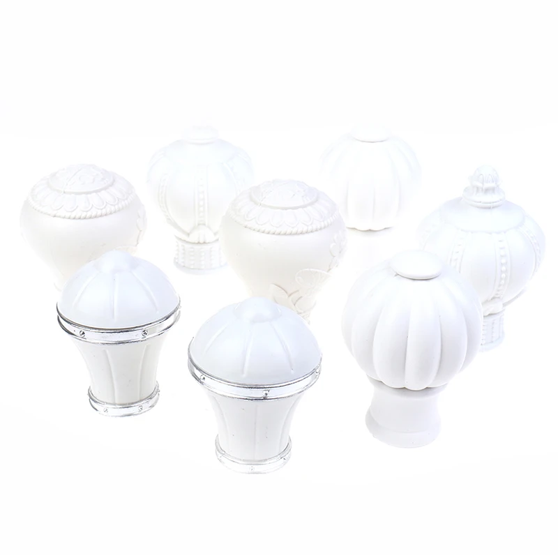 2Pcs Multiple Sizes Curtain Rod Cap Finials Plastic Vintage Drapery Rail Ends