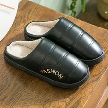 Home Shoes Men Slippers Home Slippers Women's Mens Couples Warm Non-slip Floor Leather Slippers Indoor Bedroom Shoes Chinelo
