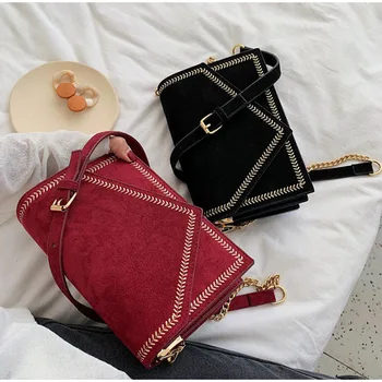 

Vintage Fashion Female Square Bag Matte PU Leather Women's Designer Handbag Chain Shoulder Messenger Bags Suede Crossbody Pack
