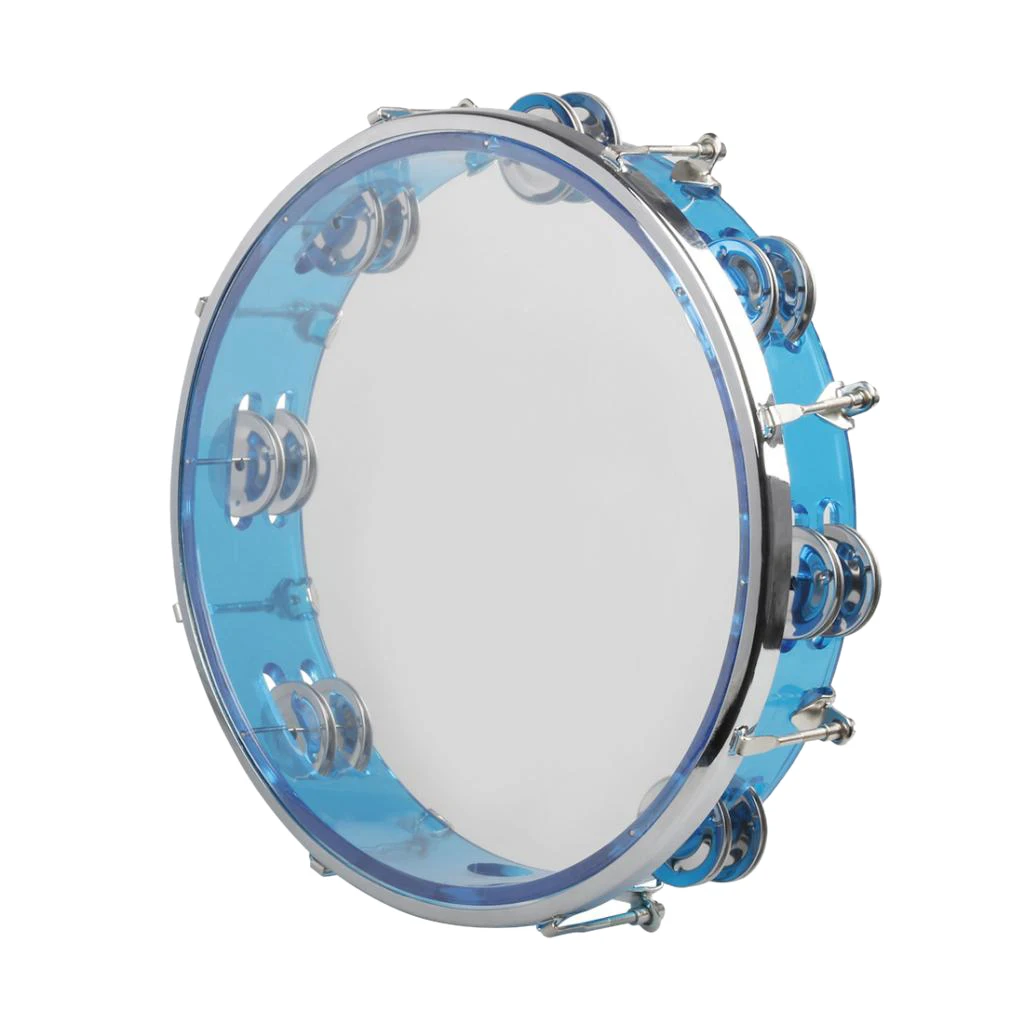 10``Handheld Tambourine for Choirs Percussion Ensembles w/ Metal Jingle Blue