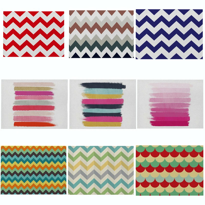 

Creative Geometric Pattern Kitchen Placemat Coaster Cotton Linen Pad Dish Coffee Cup Table Mat 42*32cm Home Decor