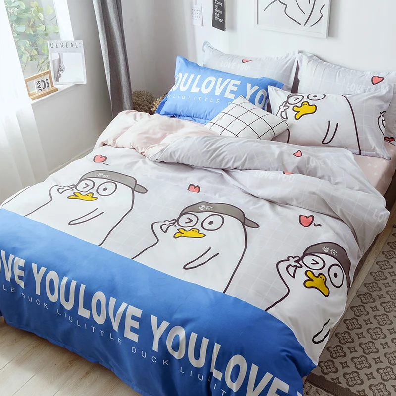 

Denim Quilt Quilt Cover Bedding Student Dormitory Bed Sheet Three-Piece Set Single Quilt Cover