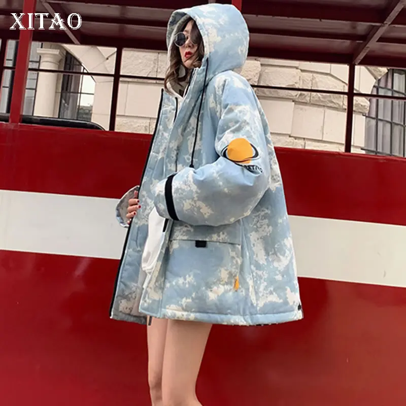 XITAO Женская парка размера плюс модная новинка 2019 зимняя на завязках с карманами