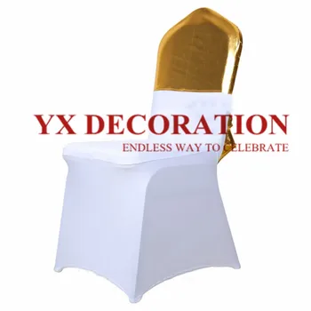 

25 50 100PCS Bronzing Metalic Lycra Chair Cap Hood For Spandex Chair Cover Wedding Event Decoration