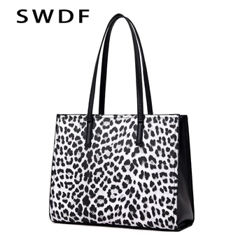 

SWDF Leopard Print Letter Vintage Women Handbags High Quality PU leather Casual Tote Bag Luxury Shoulder Messenger Bags Design