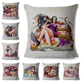 

Cartoon One Piece Boa Hancock Pillow Case Linen 45*45 cm Cushion Cover for Sofa Home Car Decor Beautiful Sexy Girl Pillowcase