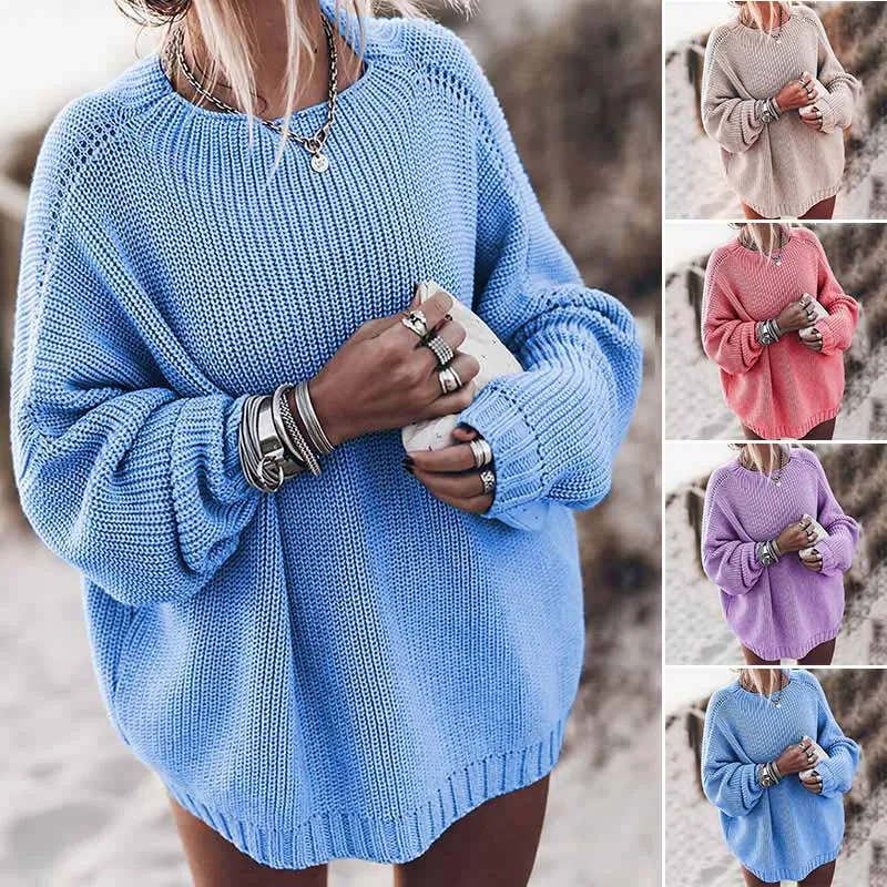 Autumn Casual Pullovers Sweaters Women Hollow out Loose O-neck Top Long Sleeves Solid Knitted Cotton Office Ladies Soft Sweaters