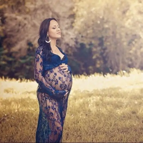 Maternity Lace Dress Pregnant Photography Photo Props Fancy Women Clothes long sleeve dress  womens clothing dresses