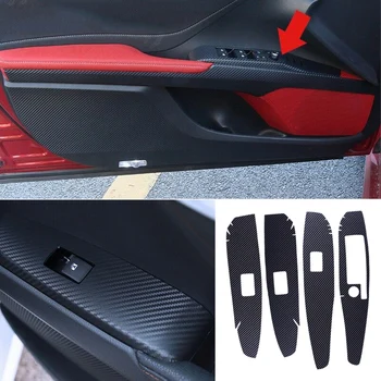 

4pcs/set Car Vinyl Inner Window Lift Switch Button Door Armrest Panel Trim Cover Sticker fit for Toyota Camry 2018 2019 2020 LHD