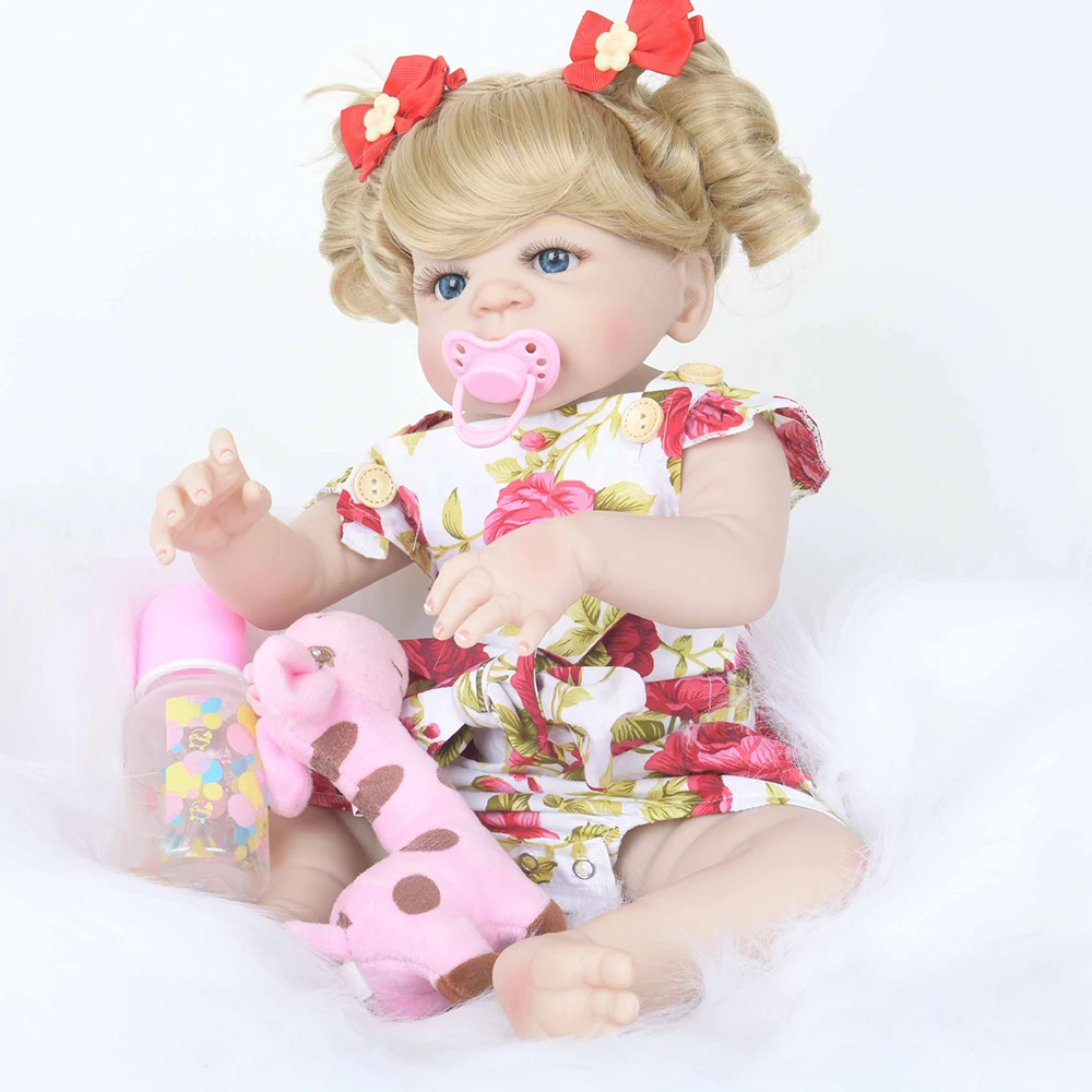 55 см полное Силиконовое боди Reborn Baby Doll игрушка для девочки винил новорожденная принцесса Интерактивная кукла-Пупс Bebe Boneca Bathe игрушка подарок на день рождения
