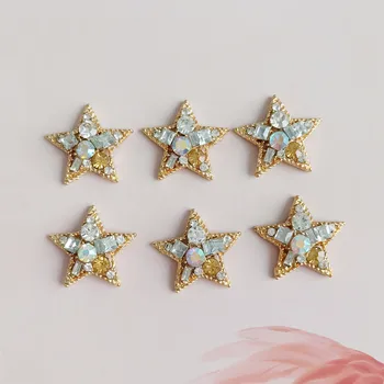 

10PCS 23*24mm Fashion Metal Alloy Crystal Rhinestone KC Gold Pentagram Connectors Charm DIY Jewelry Findings