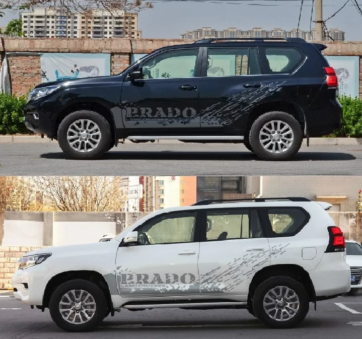 Серый Наклейки для автомобиля Prado с левой стороны на заказ, цветные автомобильные наклейки с полосками, аксессуары для автомобиля с цветами, водонепроницаемый солнцезащитный крем - Название цвета: Серый