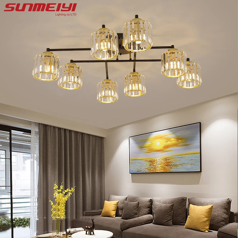 Nordic Led Ceiling Lights Black Gold Iron Crystal Lamps For Bedroom Kitchen Lustres Kids room Lamp Home Lighting plafonniers