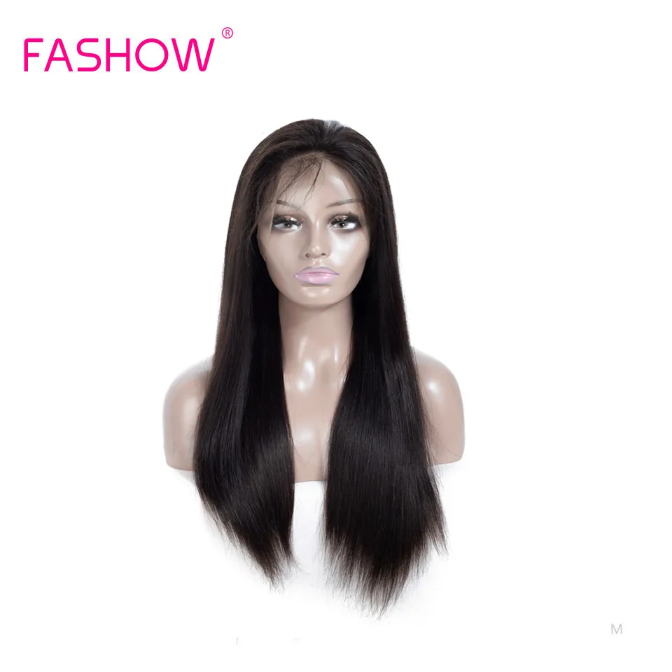 Fashow-perruque Swiss Frontal Wig, cheveux naturels brésiliens Remy lisses, naissance des cheveux pre-plucked avec Baby Hair, 13x4, 150% de densité