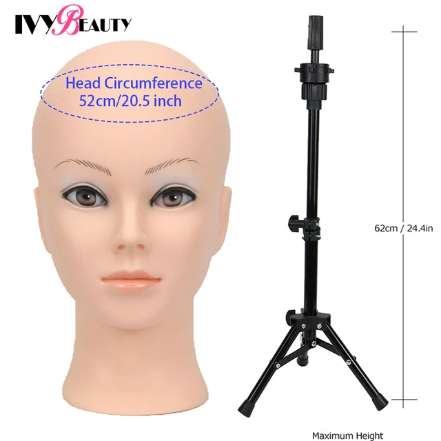 Female Bald Mannequin Head With Stand Cosmetology Practice African Training Manikin Head With Wig Stand Tipod For Mannequin Wigs Head With Tripod