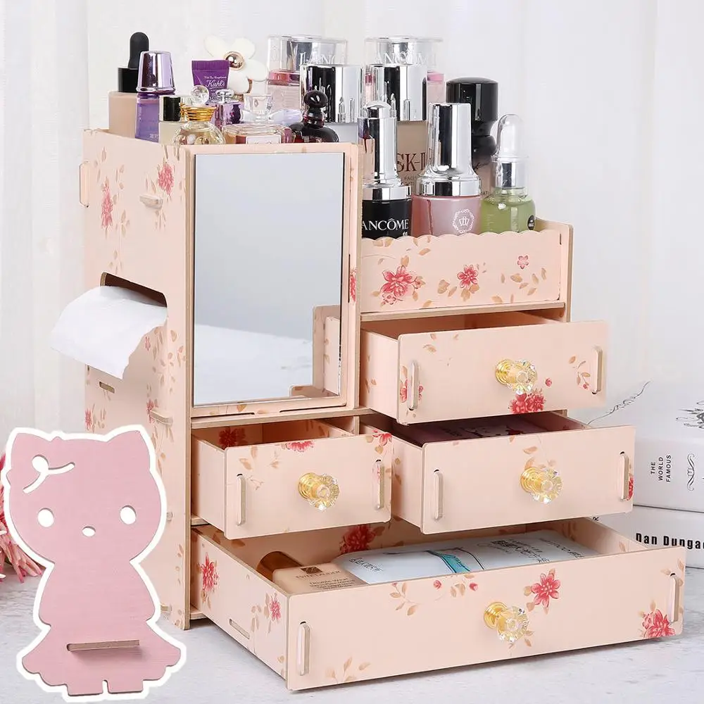 faillissement ik ga akkoord met Gom 3 Lagen Houten Houder Grote Cosmetische Make Up Sieraden Lipsticks Organizer  Case Opbergdoos|Make-up Organizers| - AliExpress