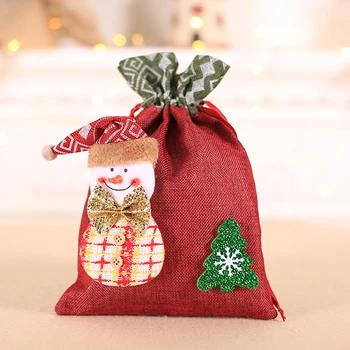 

2019 New 10pcs Christmas Decoration Burlap Bag Child Packaging 20*30CM Apple Bag Candy Cookie Bag Christmas Gift Bag Santa Bag