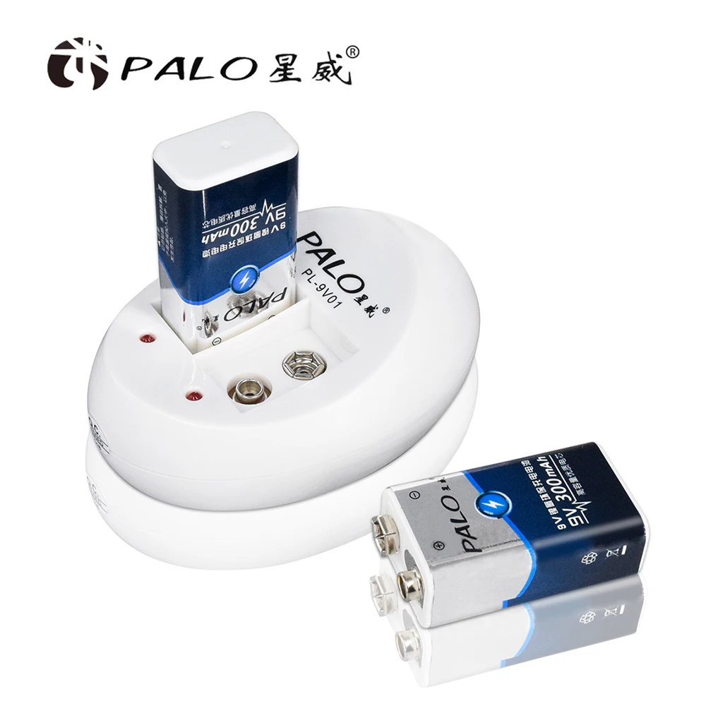 PALO зарядное устройство для 6F22 9V NiCd NiMh аккумуляторы+ 4 шт 9V 300mAh Ni-MH аккумуляторы