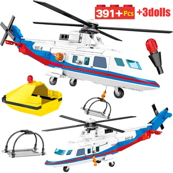

391PCS City Police Emergency Rescue Plane Building Blocks Military Helicopter Fight Model Bricks Toys for Children