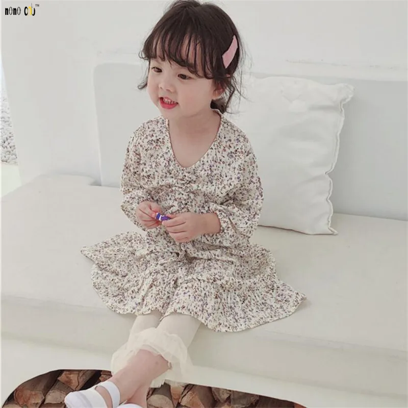 Новые Модные Детские платья для девочек вечерние платье с длинными рукавами