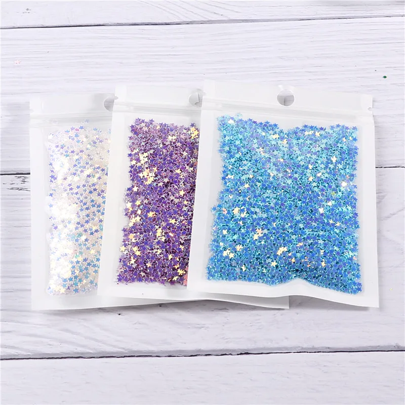10g 3mm 4mm Star Nail Sequin PET Crystal Sequins Paillettes Craft for Nails Art Manicure,Wedding Decro confetti,DIY Accessories
