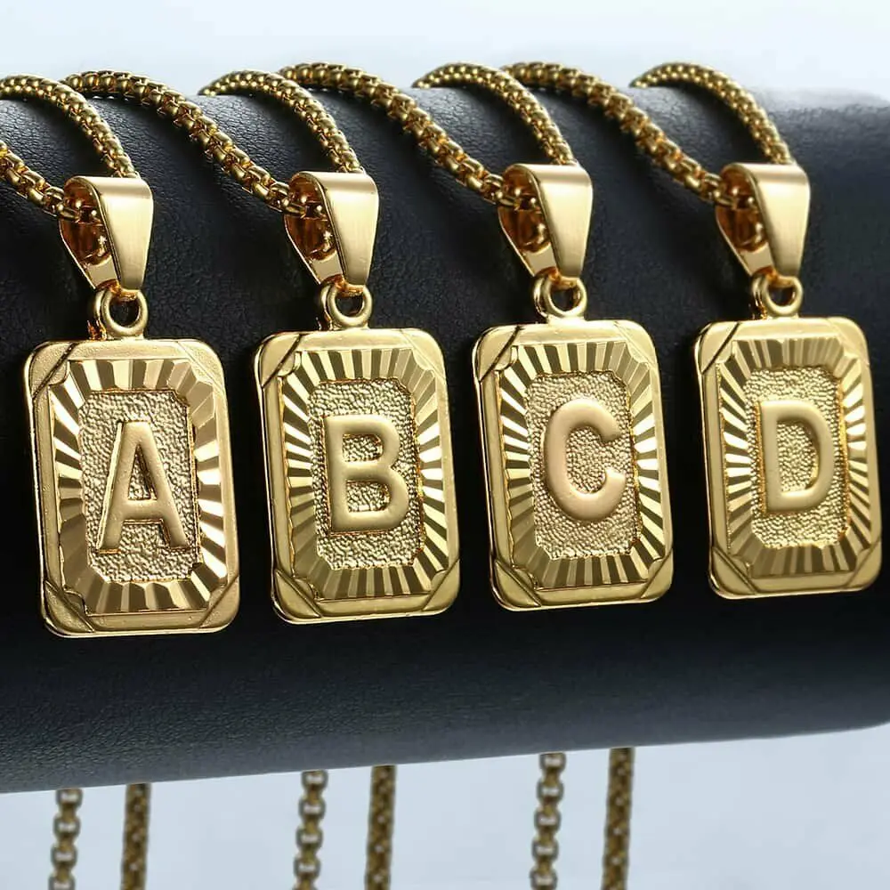 Collar con colgante con letra inicial de nombre para hombre y mujer, collar con letra J K de oro amarillo para mujer, mejores amigas, regalos de joyería