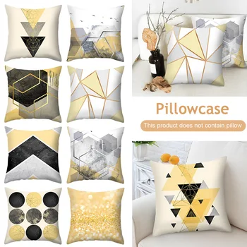 

Yellow Geometric Printed Throw Pillow Case Sofa Car Waist Cushion Cover Home Decor Kussenhoes Housse De Coussin Pillowcase Plain