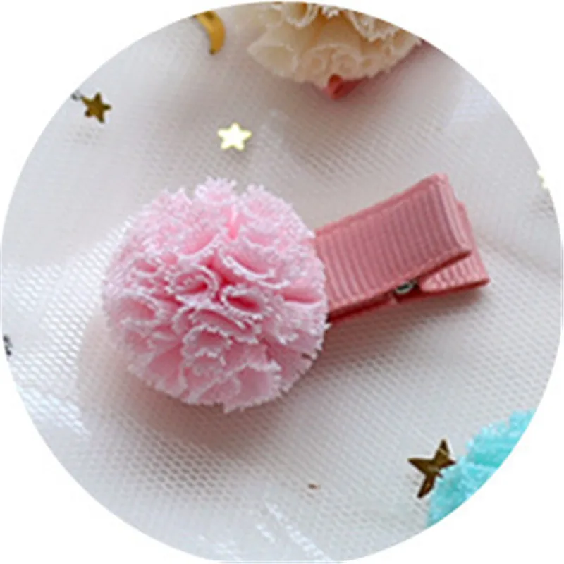 pink clips 10 шт./лот, Детские аксессуары для волос, милые заколки для волос с помпоном для девочек, детские эластичные резинки для волос, резинки для волос, кольцевая веревка - Цвет: pink clips