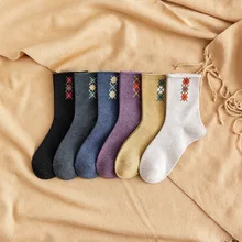 Модные хлопковые носки с принтом, женские длинные носки, уличная одежда, повседневные забавные носки, Осень-зима, Calcetines Mujer, Рождество