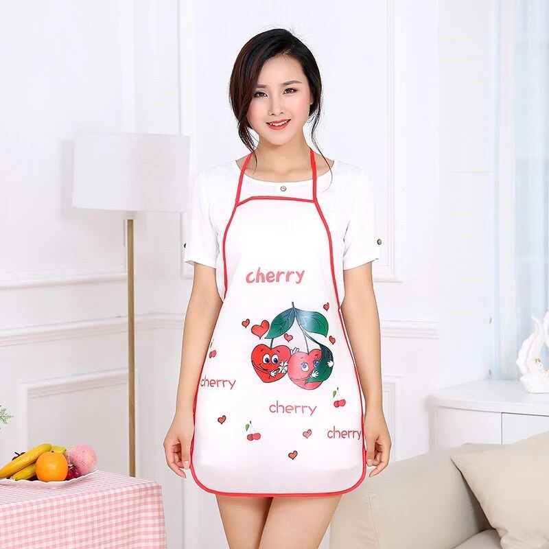 1pcs Cute Cartoon Fruit Print Adult Aprons Oilproof Sleeveless BBQ Bib Apron For Women Cooking Baking Women Waterproof Apron New