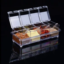 Пищевой пластиковый набор коробок для приправ, съемный кухонный диспенсер для приправ, кухонные аксессуары, приправа, ящики для хранения и ложки