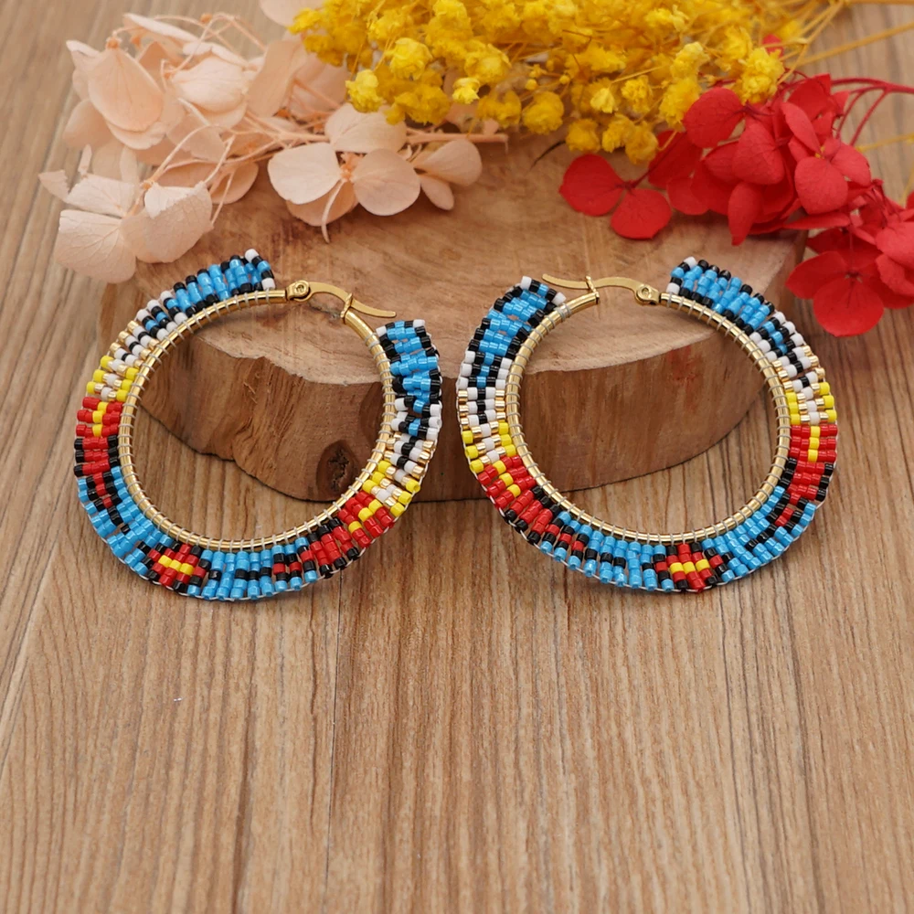 Женские серьги-кольца Go2Boho Miyuki ювелирные изделия ручной работы из нержавеющей