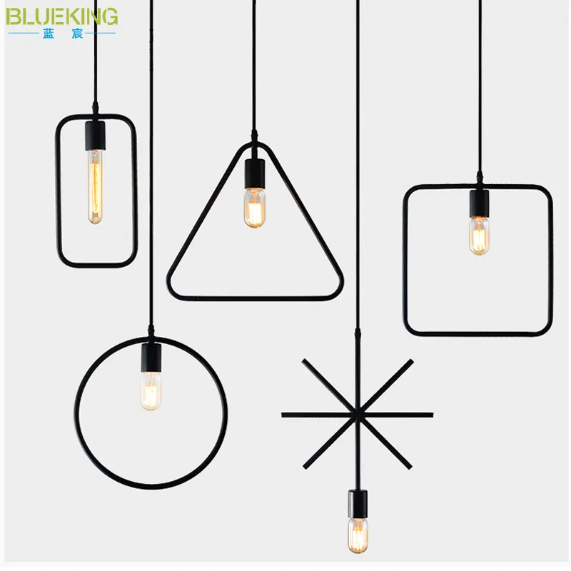 

Simple American-Style Village LOFT Industrial-Style Iron Droplight Creative Simple Hob Restaurant Bar Counter Geometry Iron Art
