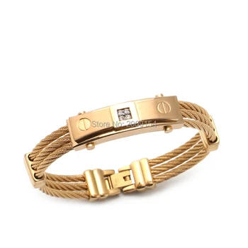 

Charm Vintage Bracelet Jewelry Pattern New Gold Bracelet Men Stainless Steel Wire Bracelet Silver Chain Link Trendy Bangle