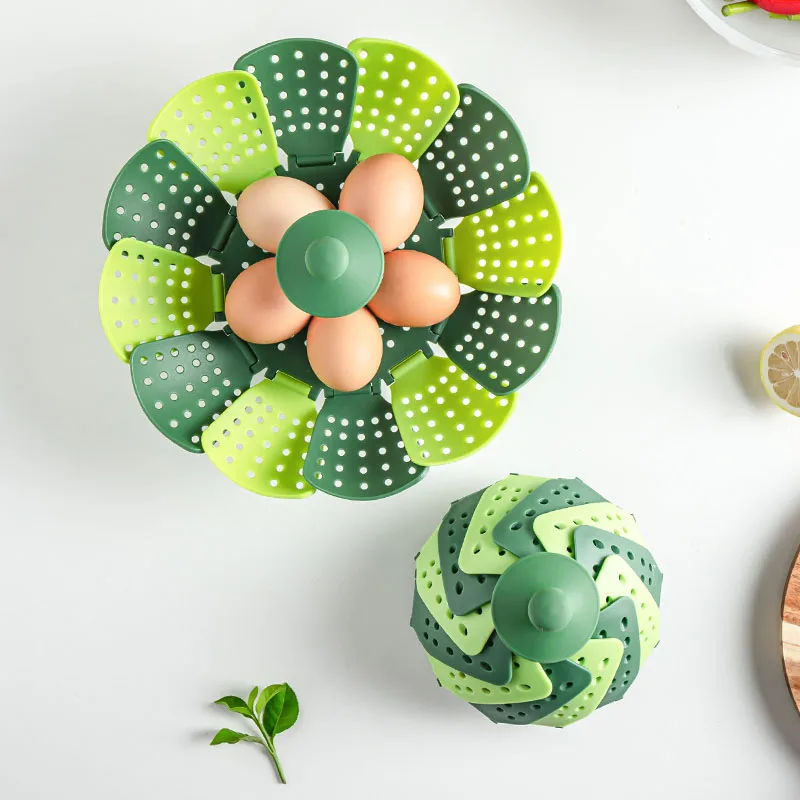 Plastic Folding Lotus Steamer Food Grade Steaming Rack Fruit Baskets Kitchen Storage Racks Vegetable Vapor Cooker Dish Cookware