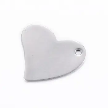 

100pcs 304 Stainless Steel Flat Heart Shape Blank Stamping Tag Pendants