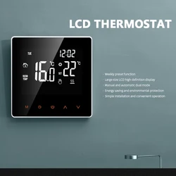 Aubess Non-intelligent WIFI Thermostat Temperature Controller With Touch Screen Panel For Electric Gas Boiler Water Heating