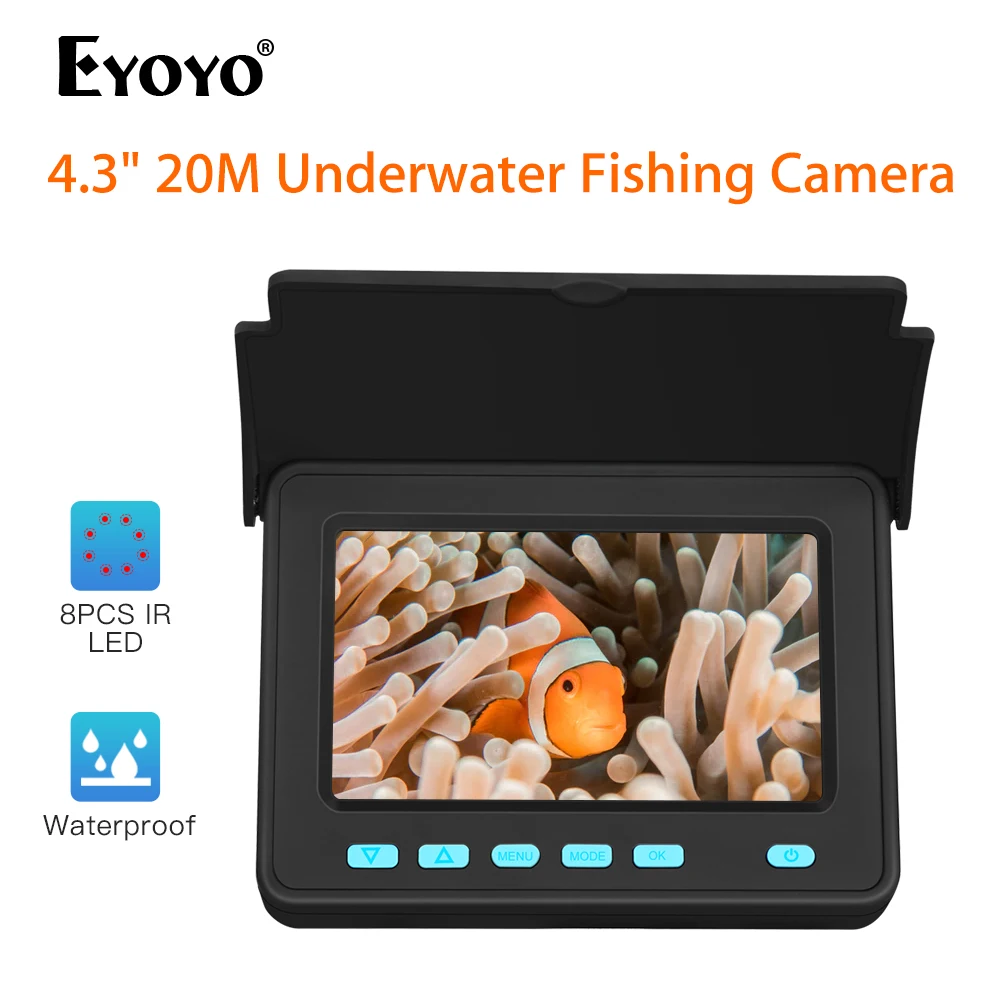 

Eyoyo Portable Underwater Fishing Camera 4.3 inch Monitor 20M Cable HD 1000TVL Underwater Video Fishing Camera for Ice Lake Sea