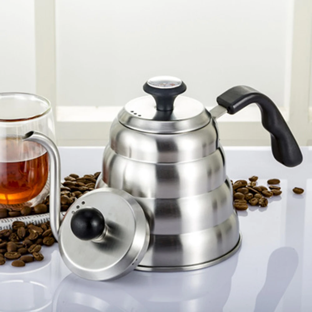 1200 мл кофе Gator залить чайник из нержавеющей стали чайник гусиная шея носик с термометром для кофе
