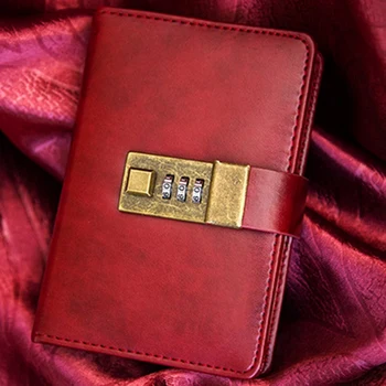 

A7 Retro Pocket Notebook Journal Program Agenda Diary Book Password Lock Office Supplies Student Creative Stationery