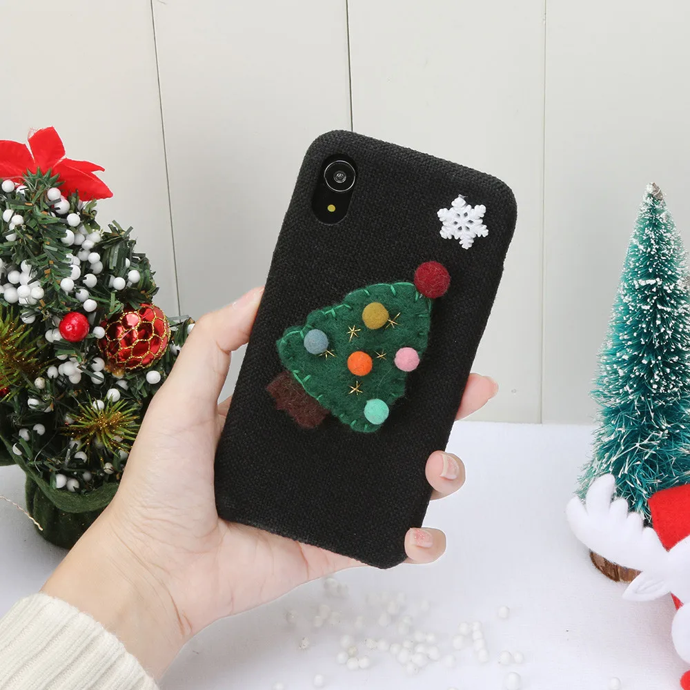 Christmas Deer Tree Cover Bumper For iphone XR 6.1 Inch Cute funny silicone back cover Non-slip and Anti-fingerprint Phone Case