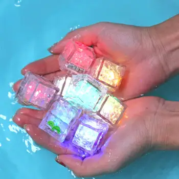 8Pcs Kids Bathing Water Luminous Ice Cubes Shape Cute Animal Print Colorful LED Light Toys 1