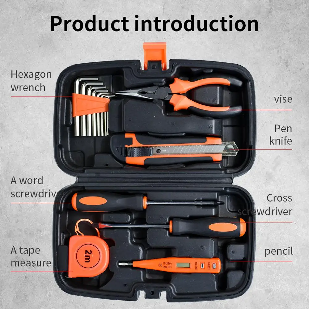 COFIX Hand Tool Set General Household Hand Tool Kit with Plastic Toolbox  Storage Case Socket Wrench Screwdriver Knife