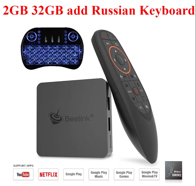 Beelink GTmini-Android 8,1 Smart tv Box 4K Amlogic S905X2 4 Гб 64 Гб 2,4 г+ 5,8 Г WiFi 1000 Мбит/с BT4.0 H.265 HDR10 2,4 г голосовой пульт дистанционного управления - Цвет: 2GB  32GB add RU